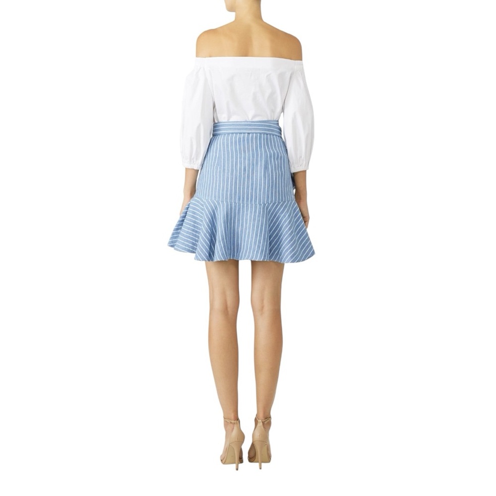 Alexis Anvivi Wrap Light Blue Striped Tie Side Mini Skirt Size XS EUC - Picture 2 of 9